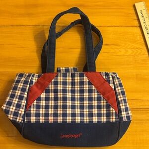 Longaberger Checkered Tote Bag - Red and Navy